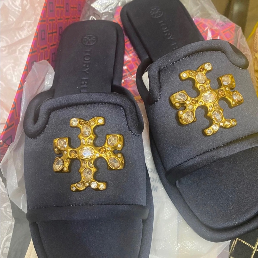 TORY BURCH JEWELED SLIDES